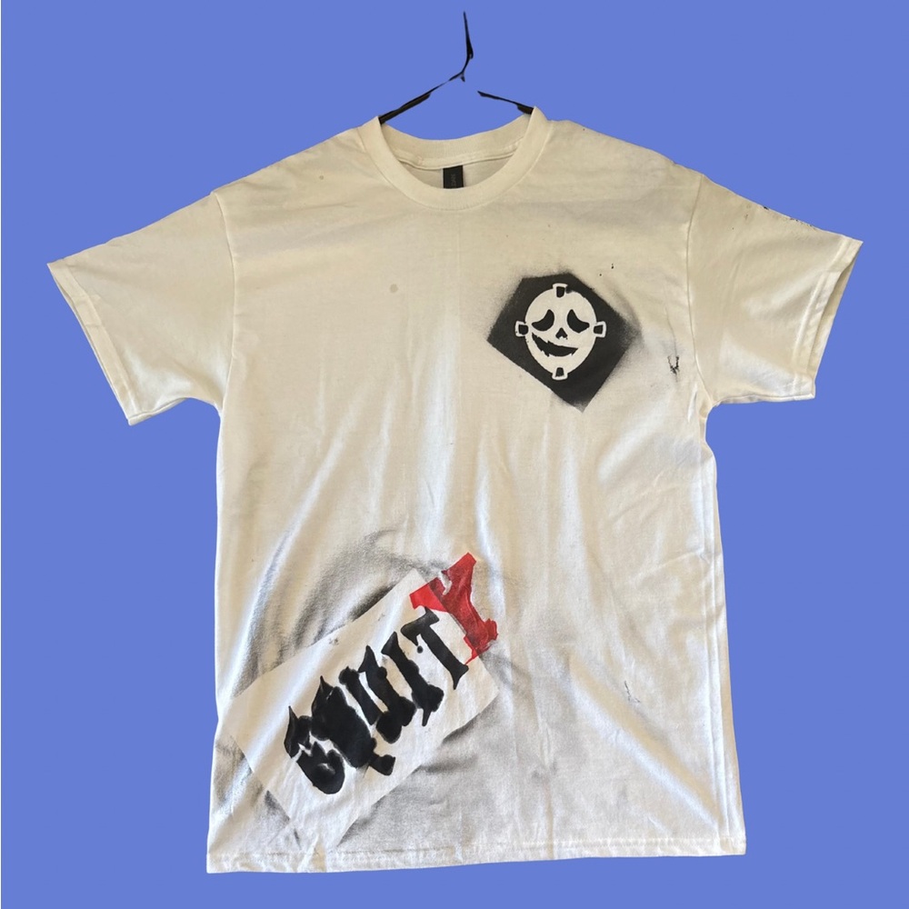 White Graphic Tee with Unique Design